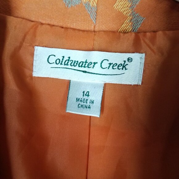 Coldwater Creek Blazer Women's 14 Orange Embroidered Aztec Southwestern Career - Picture 7 of 16